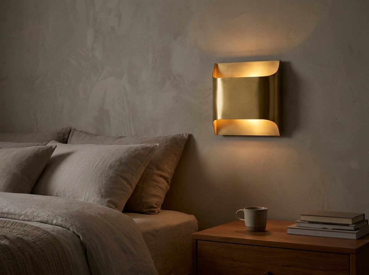 Curved Brass Wall Sconce - Sets a Warm, Inviting Mood