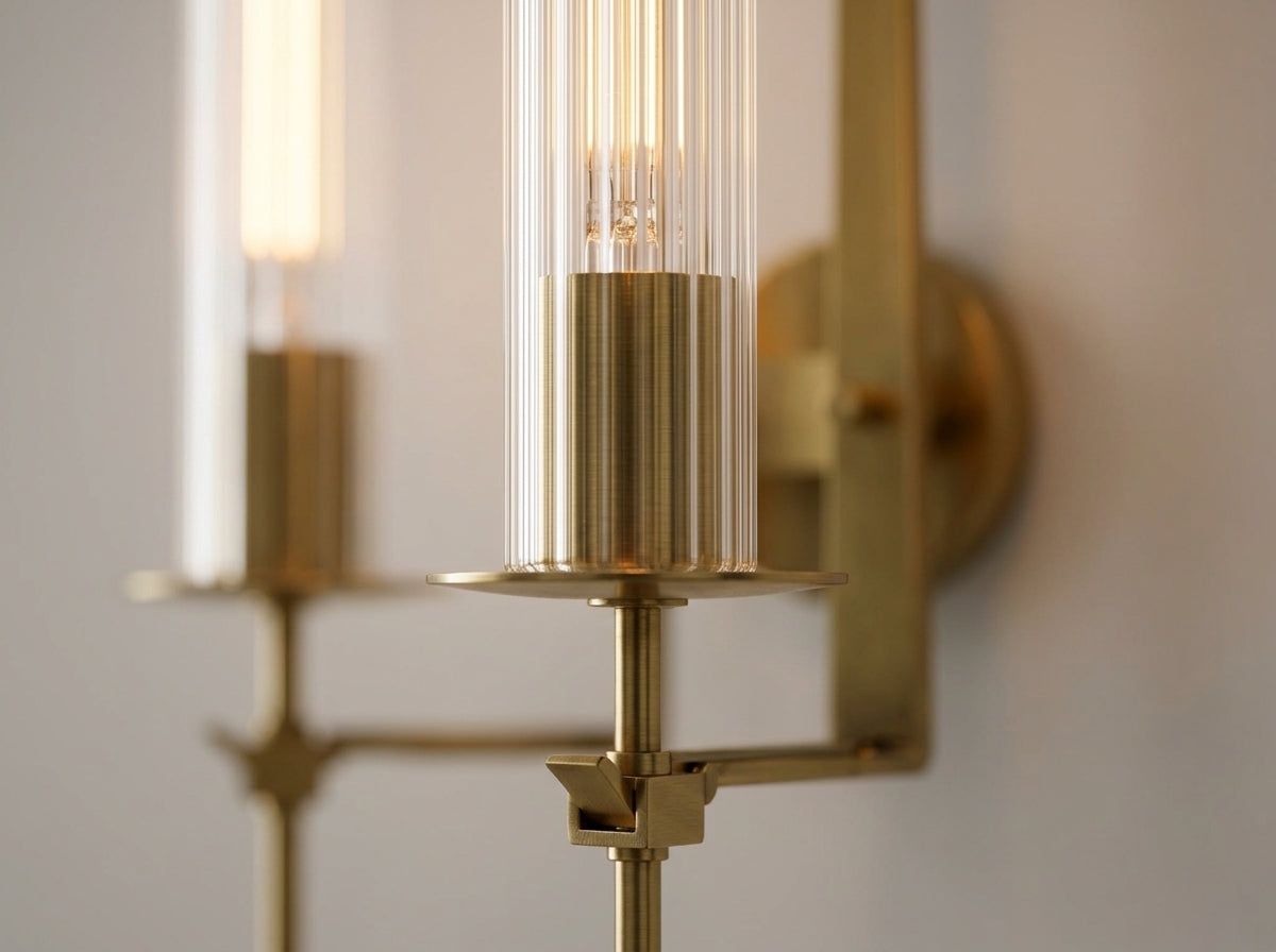 Fluted Glass Brass Sconce - Crafted for Lasting Beauty