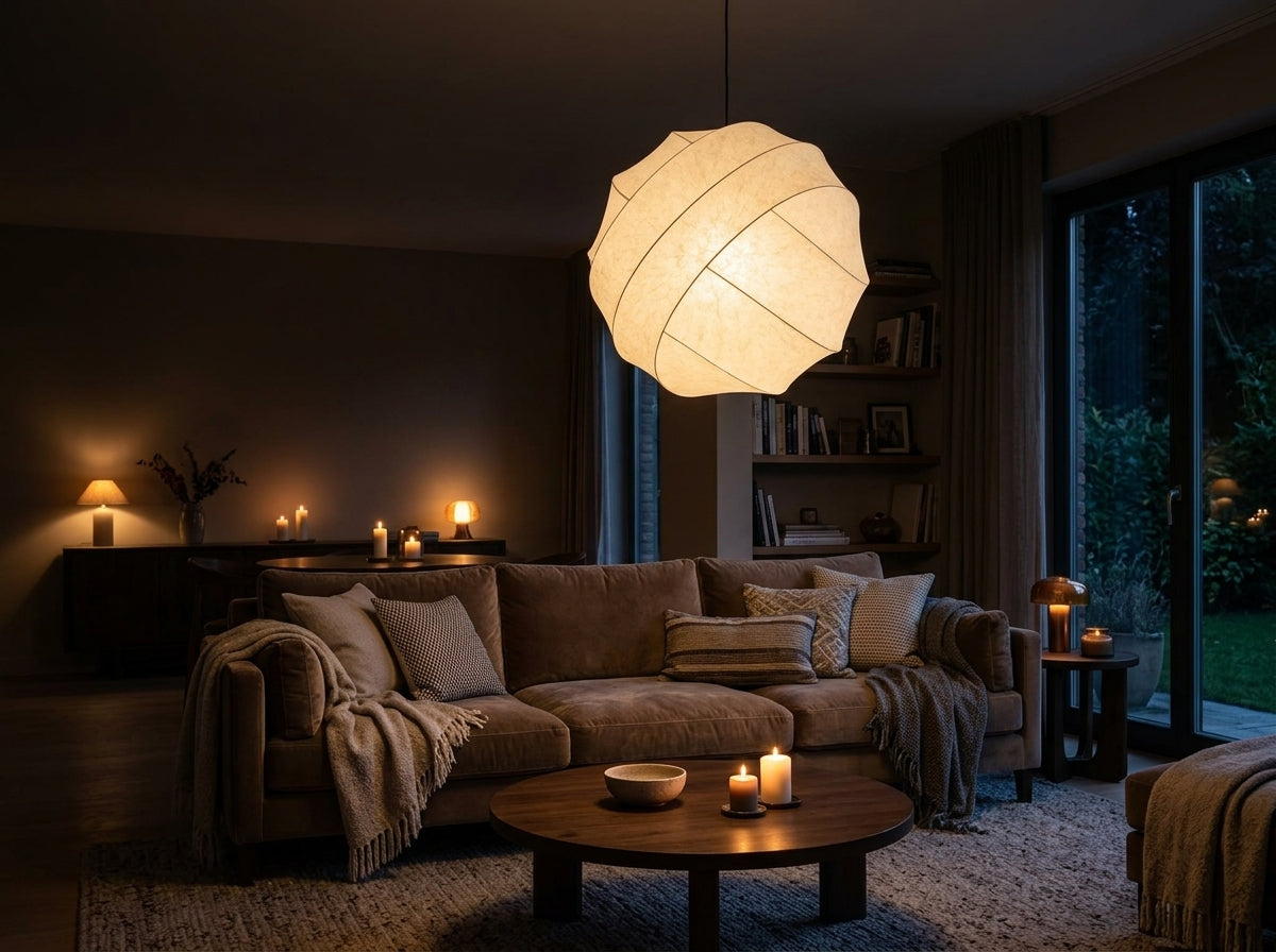 Luna Silk Orb Pendant - Sets a Warm, Inviting Mood