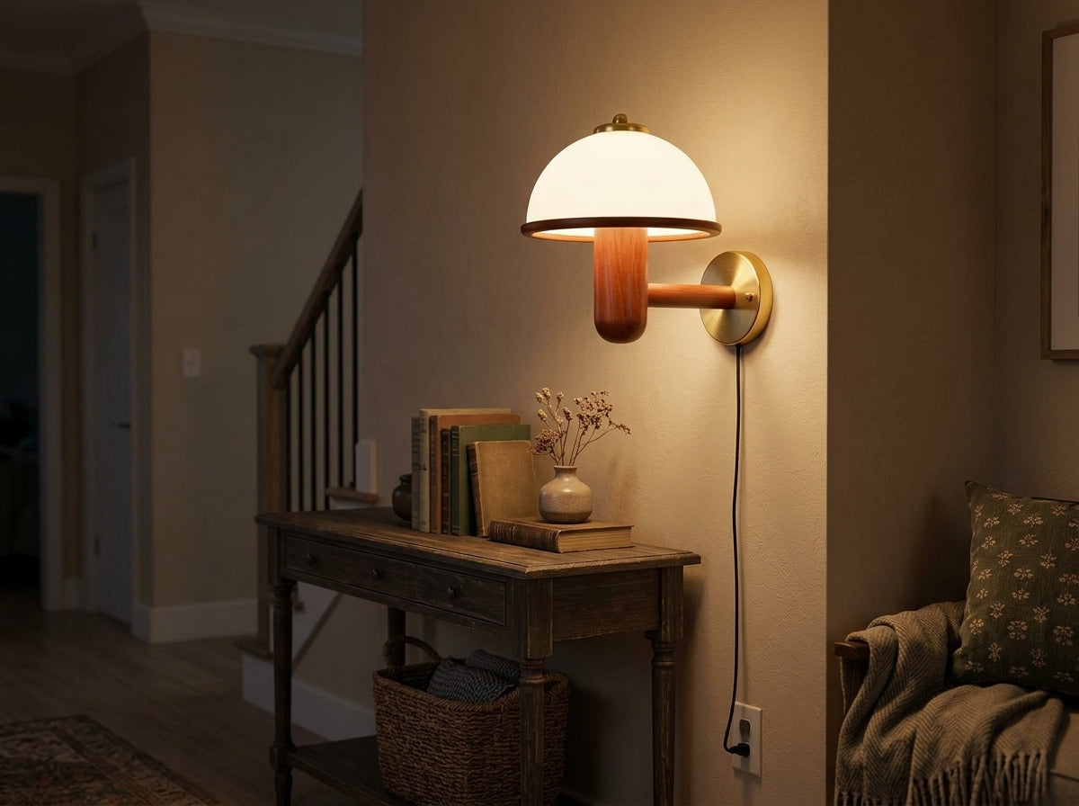 Mushroom Oak Wall Lamp - Instant Cozy Ambiance After Dark