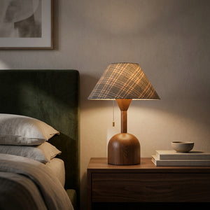 Plaid Wood Table Lamp - Main Product Image