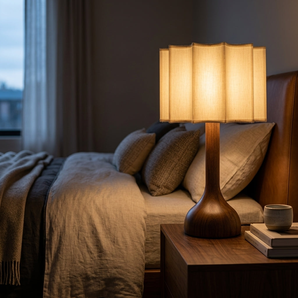Pleated Wood Table Lamp - Main Product Image