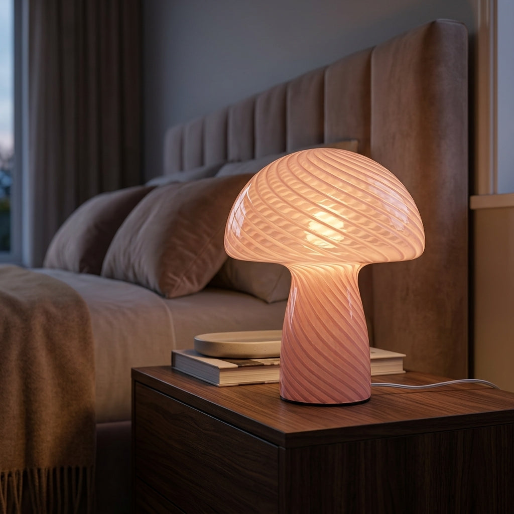 Ribbed Glass Mushroom Lamp - Main Product Image