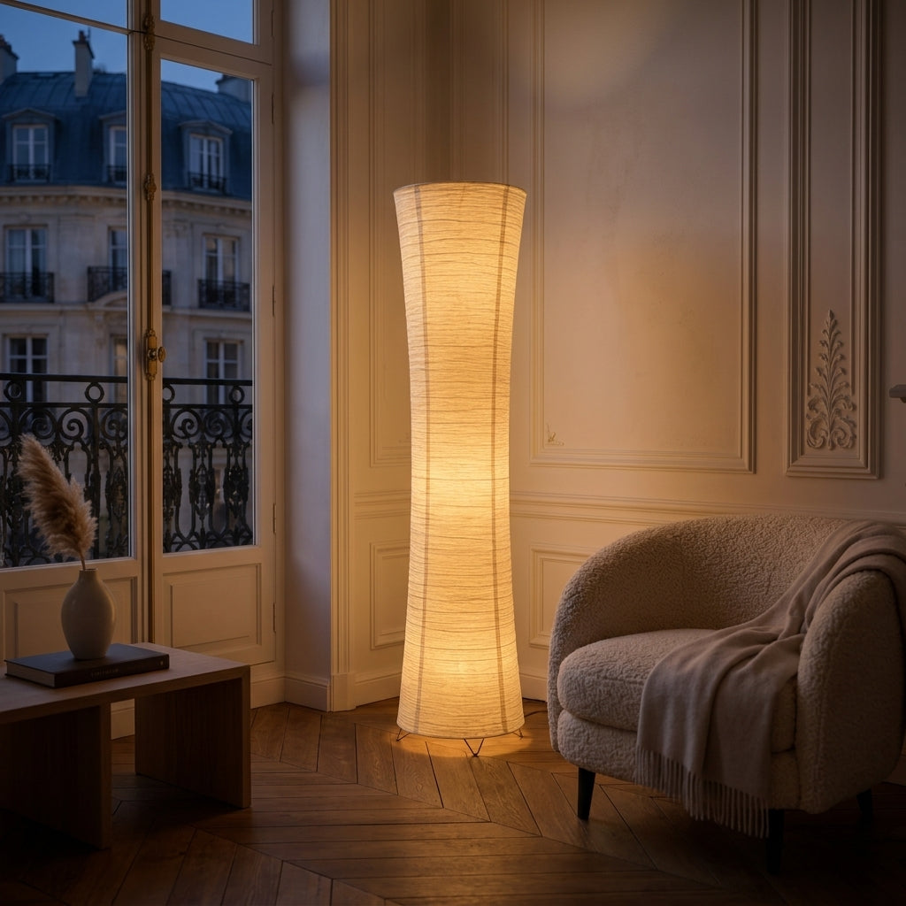Ribbed Ivory Floor Lamp - Main Product Image