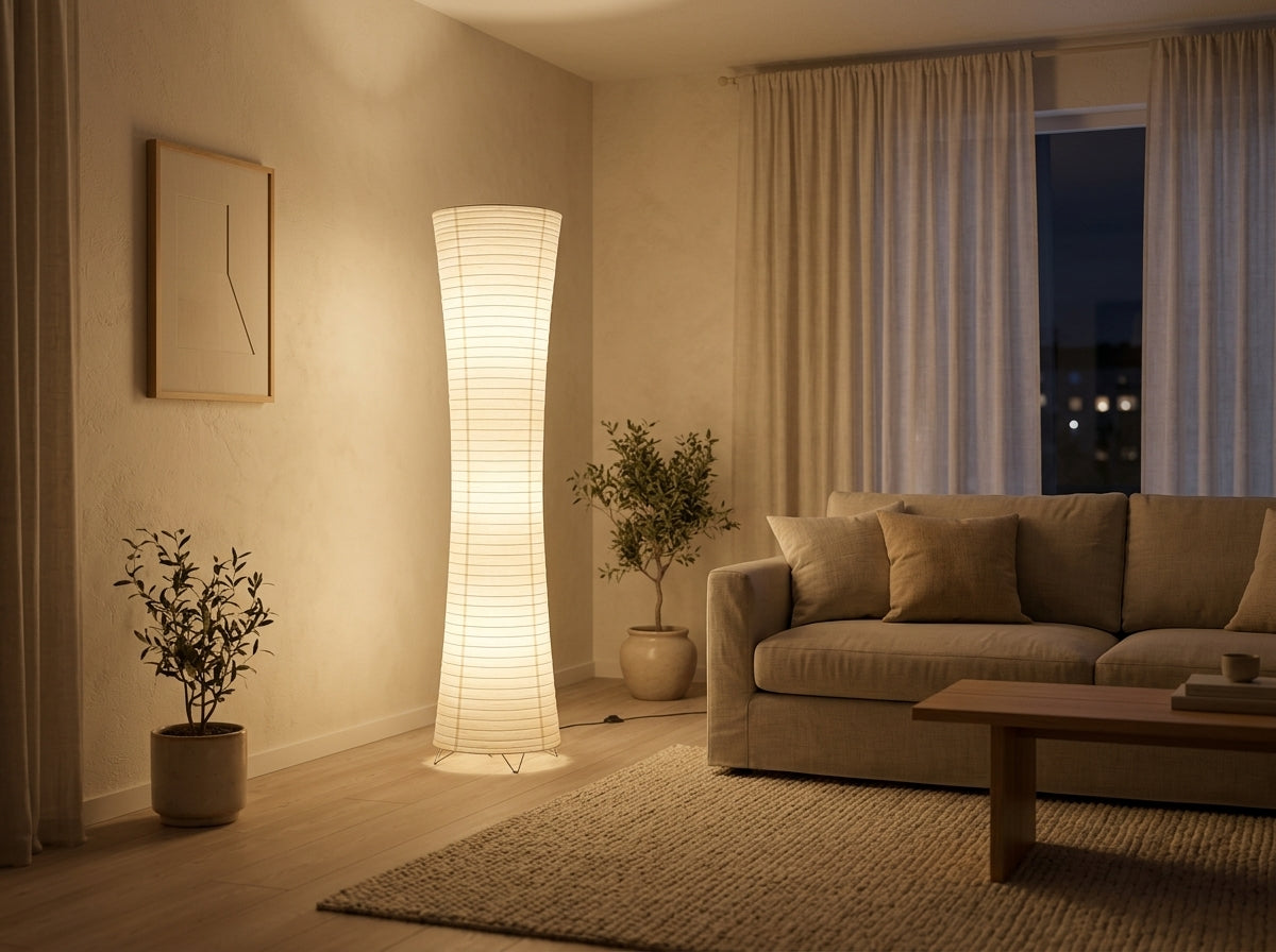 Ribbed Ivory Floor Lamp - Sets a Warm, Inviting Mood