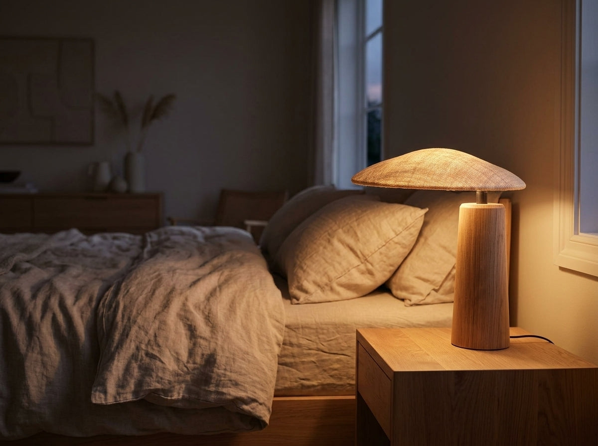 Sculpted Wood Table Lamp - Sets a Warm, Inviting Mood