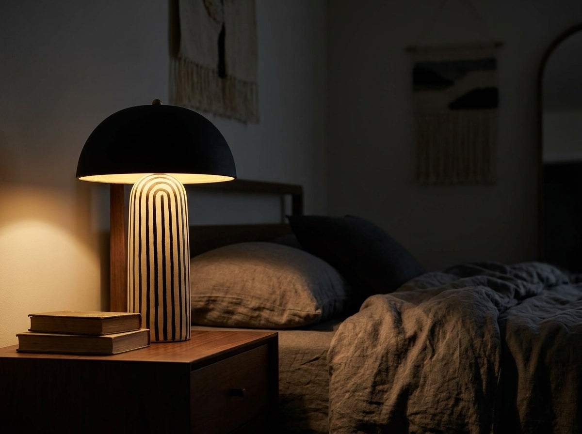 Striped Ceramic Table Lamp - Sets a Sophisticated Evening Mood