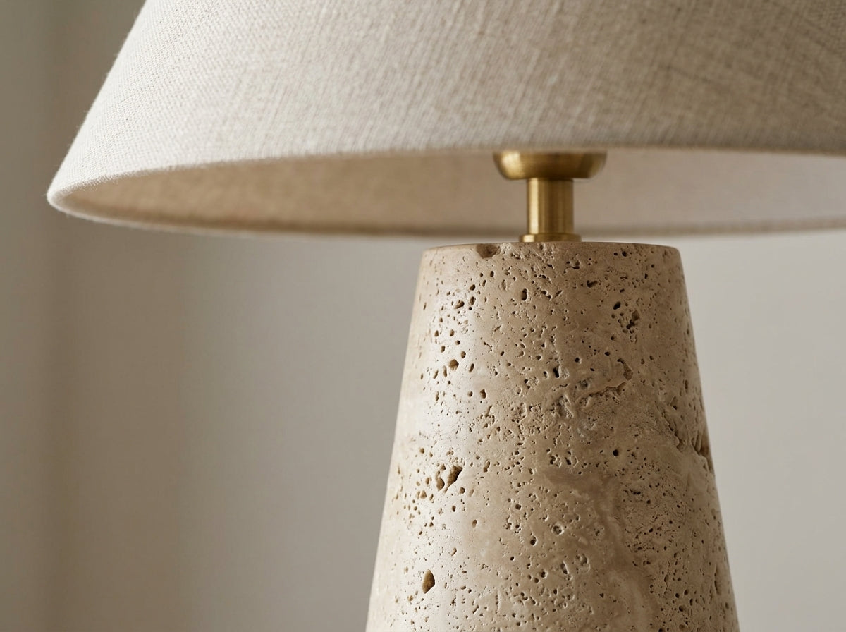 Travertine Cone Lamp - Crafted From Genuine Stone