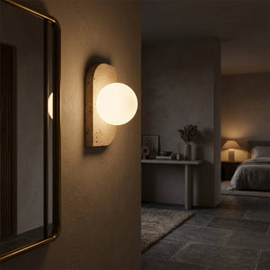 Travertine Globe Wall Sconce - Main Product Image