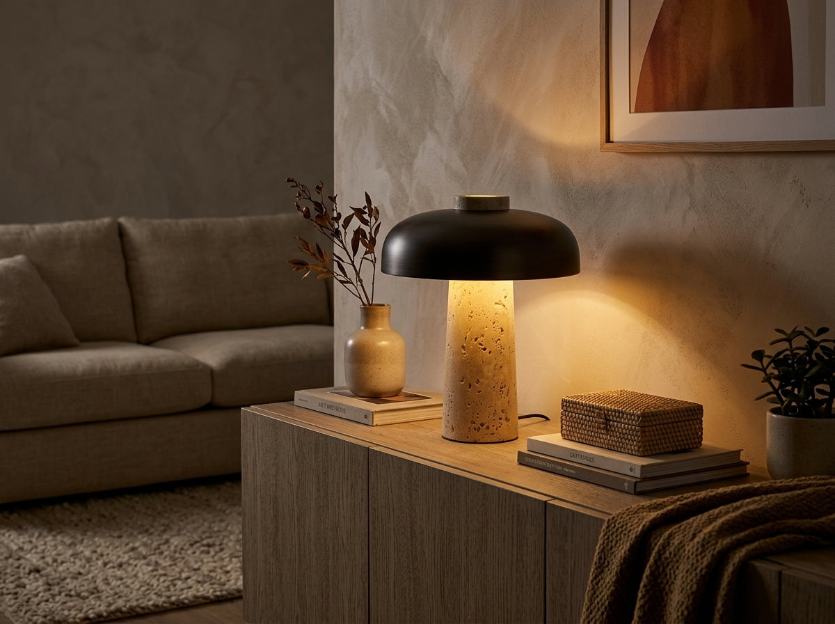 Travertine Mushroom Lamp - Softens Any Room Instantly