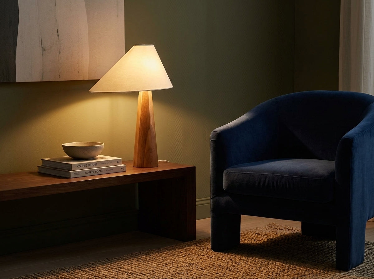 Vintage Wood Table Lamp - Sets the Mood Instantly
