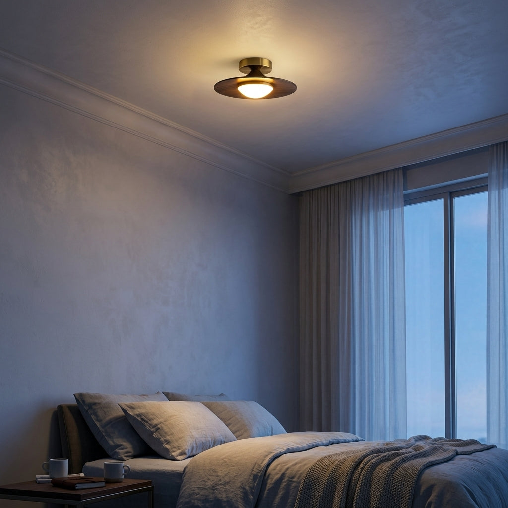 Walnut Disc Ceiling Light - Main Product Image
