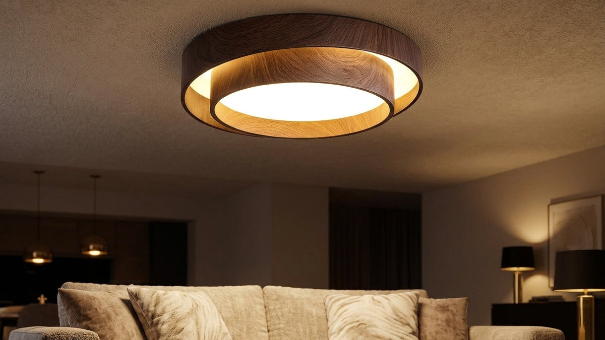 Walnut Halo Flush Light - Sets the Perfect Mood