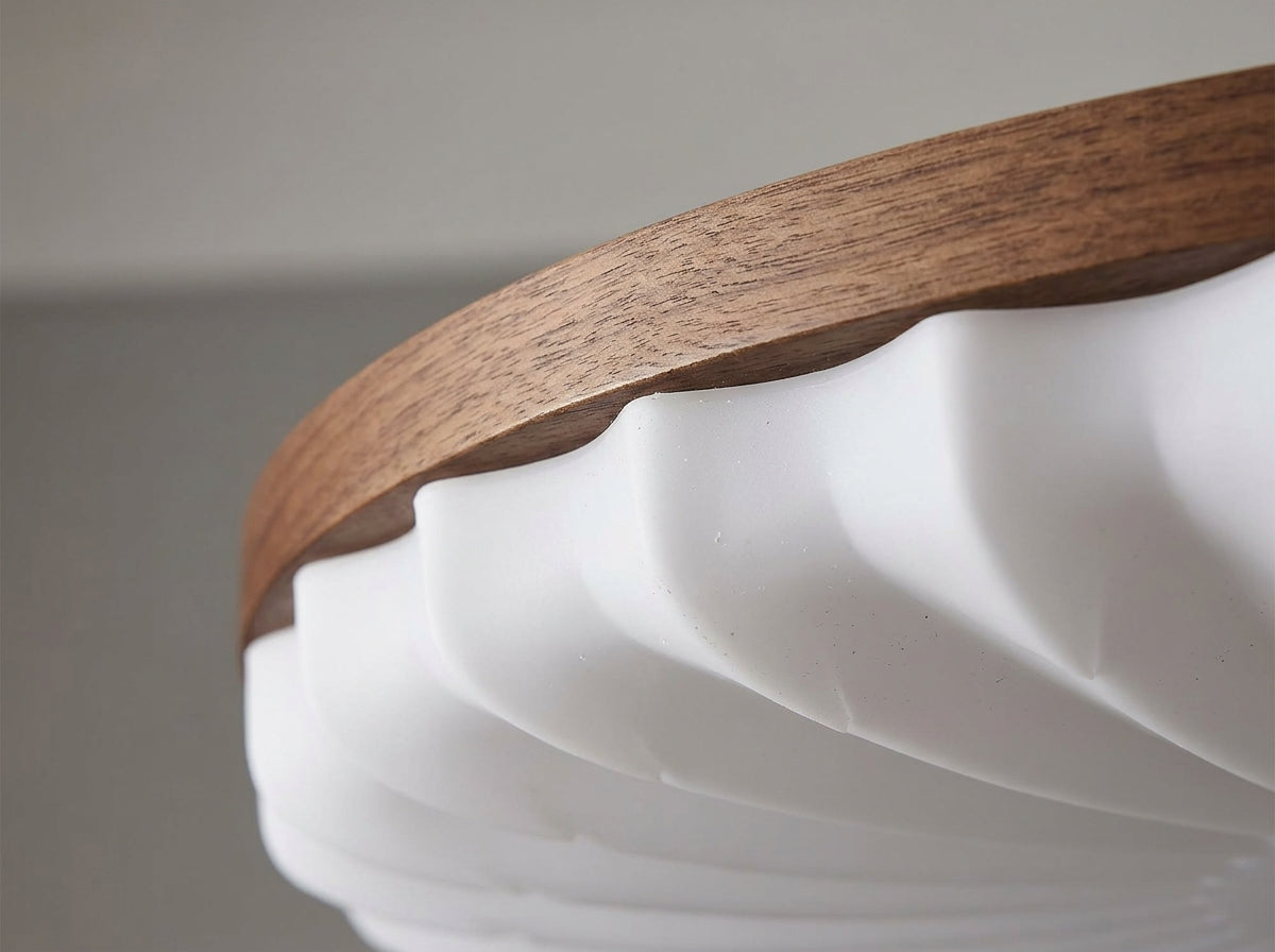 Wooden Pleated Flush Light - Crafted for Lasting Warmth
