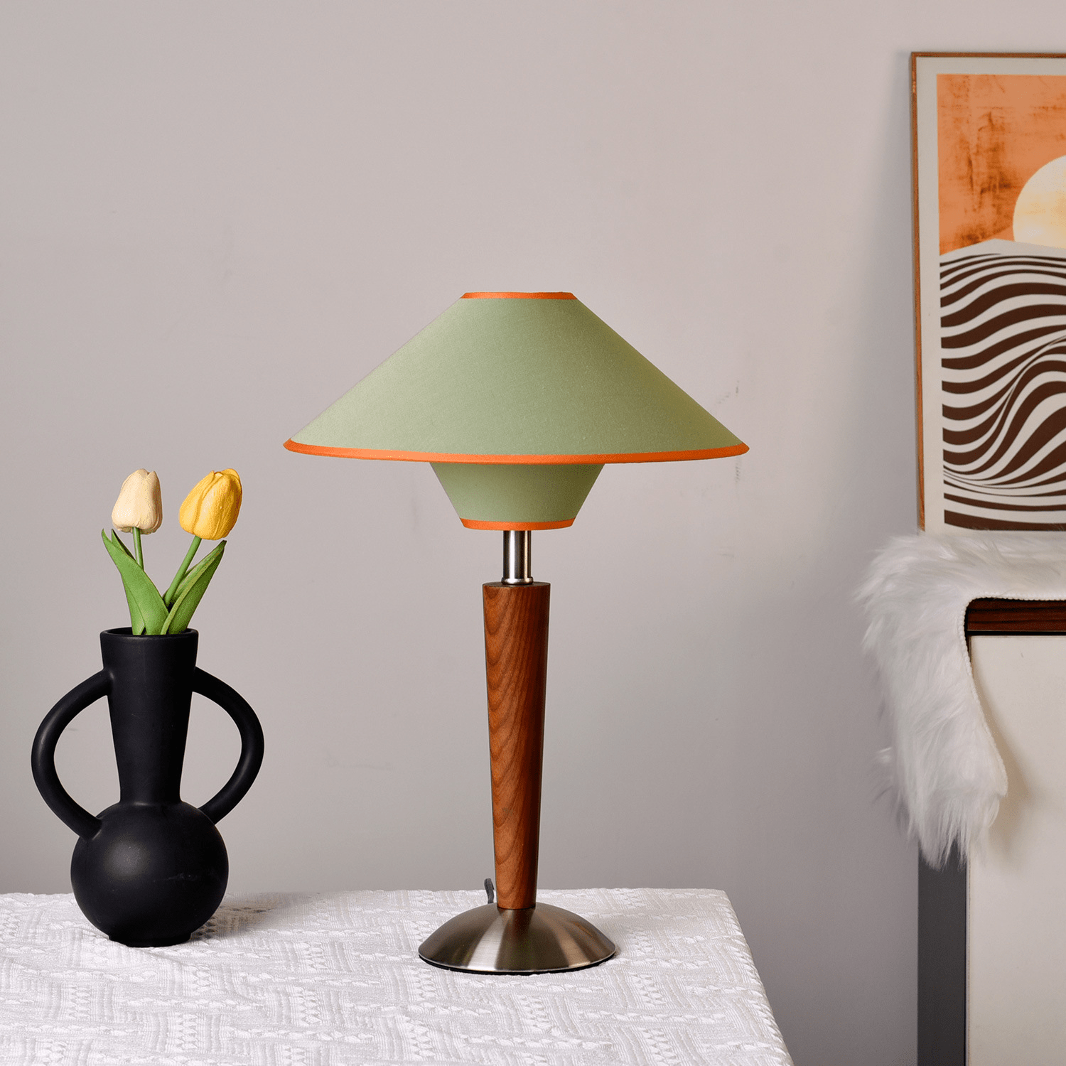 Sculpted Wood Table Lamp