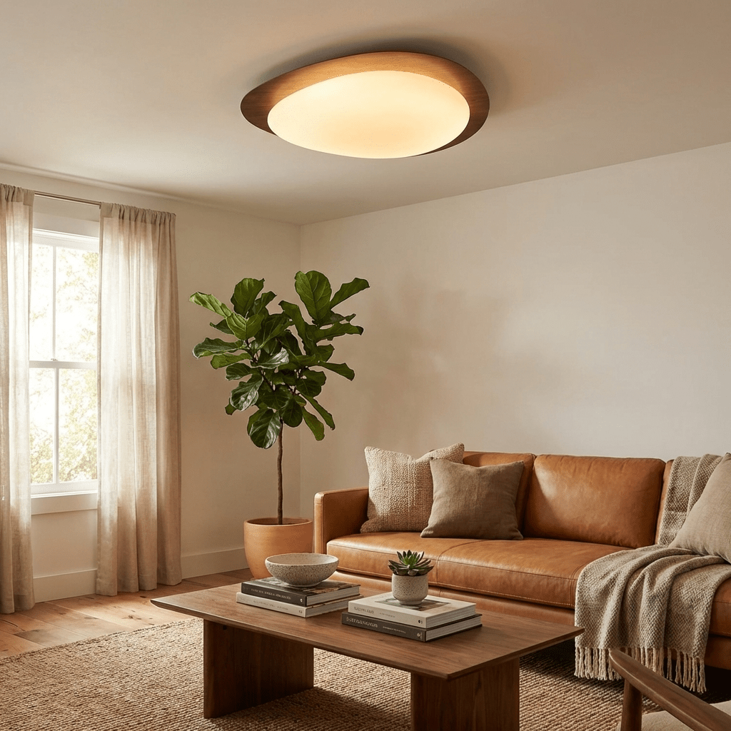 Pebble Wood Flush Light