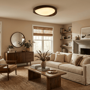 Walnut Halo Flush Light