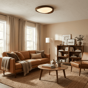 Walnut Halo Flush Light