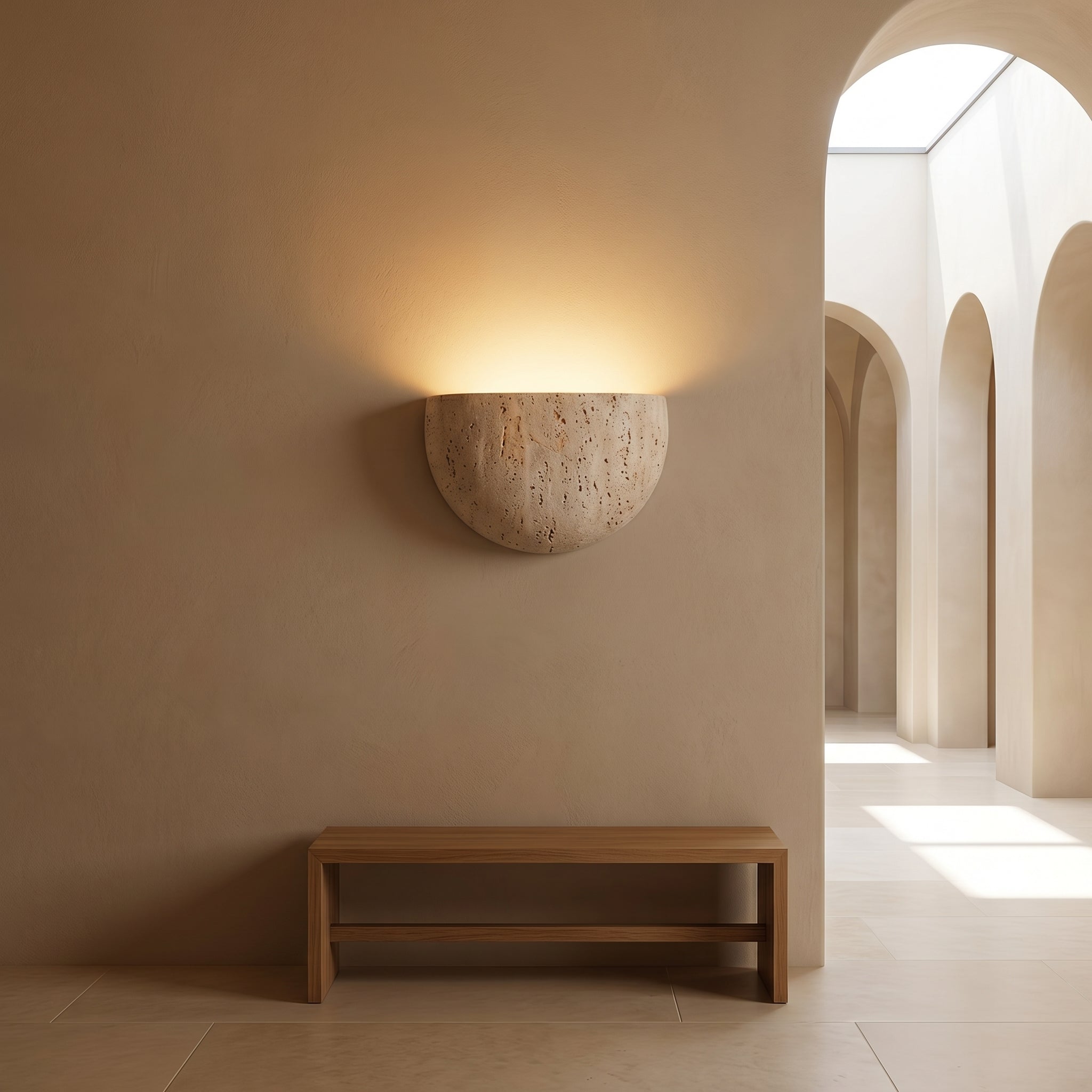 Travertine Bowl Sconce