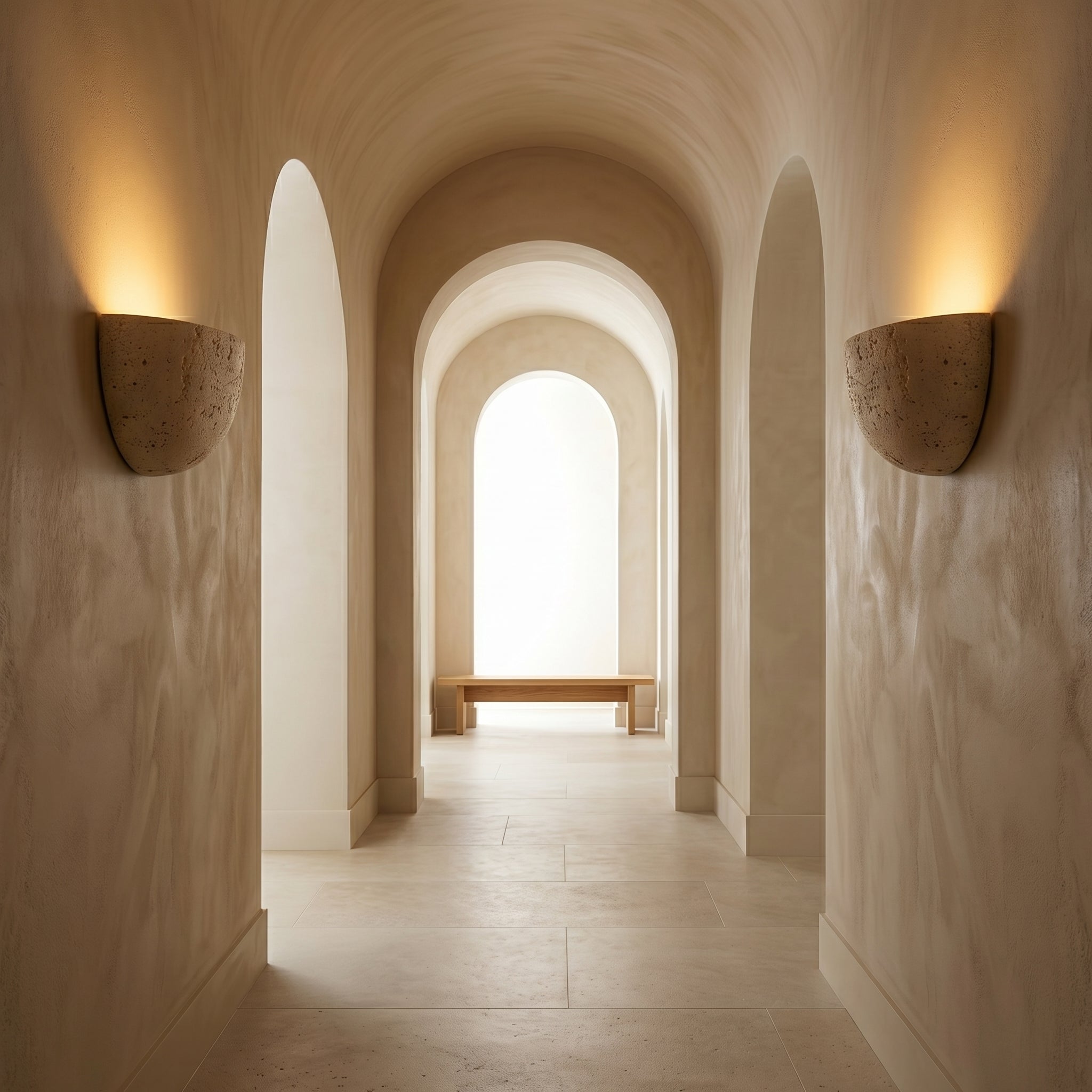Travertine Bowl Sconce