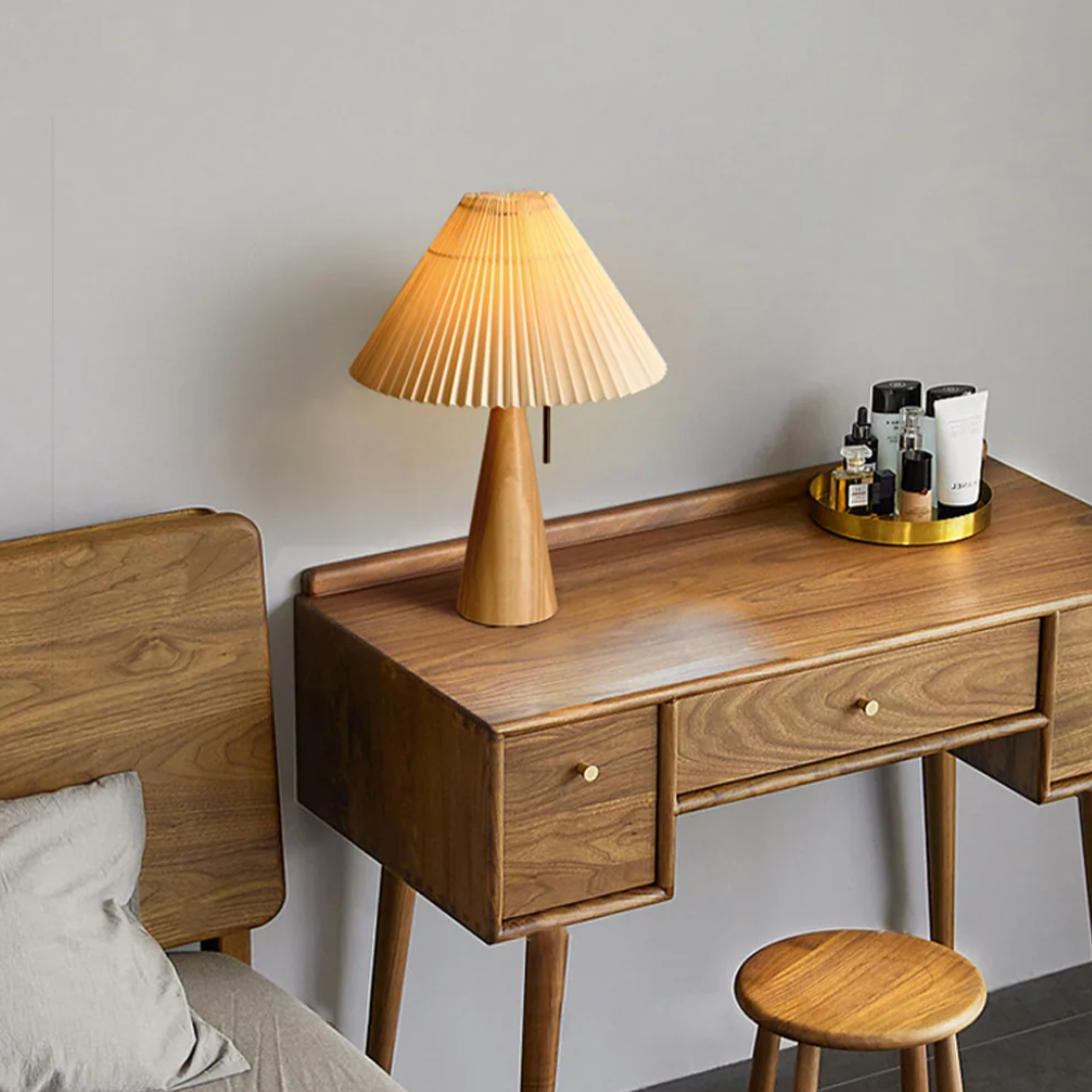Pleated Wood Table Lamp