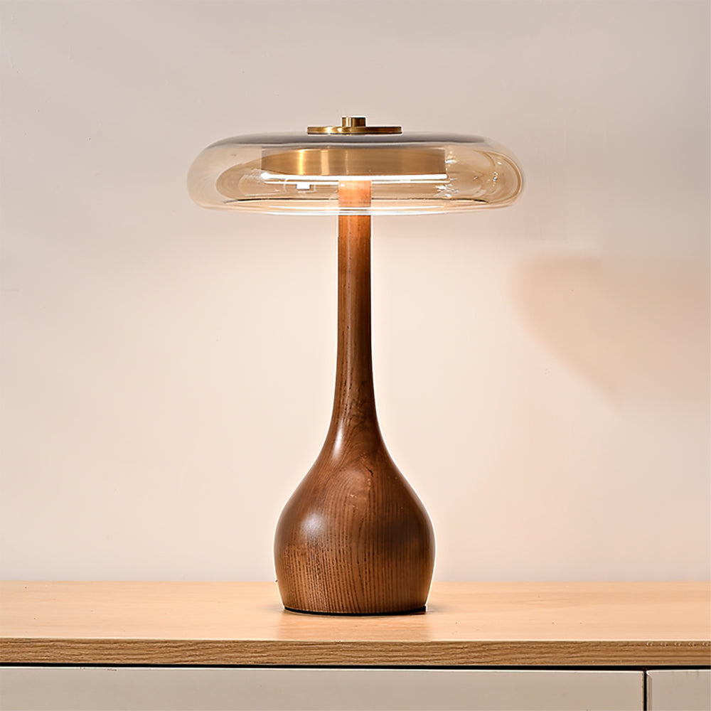 Amber Glass Mushroom Lamp
