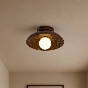 Ribbed Orb Ceiling Light
