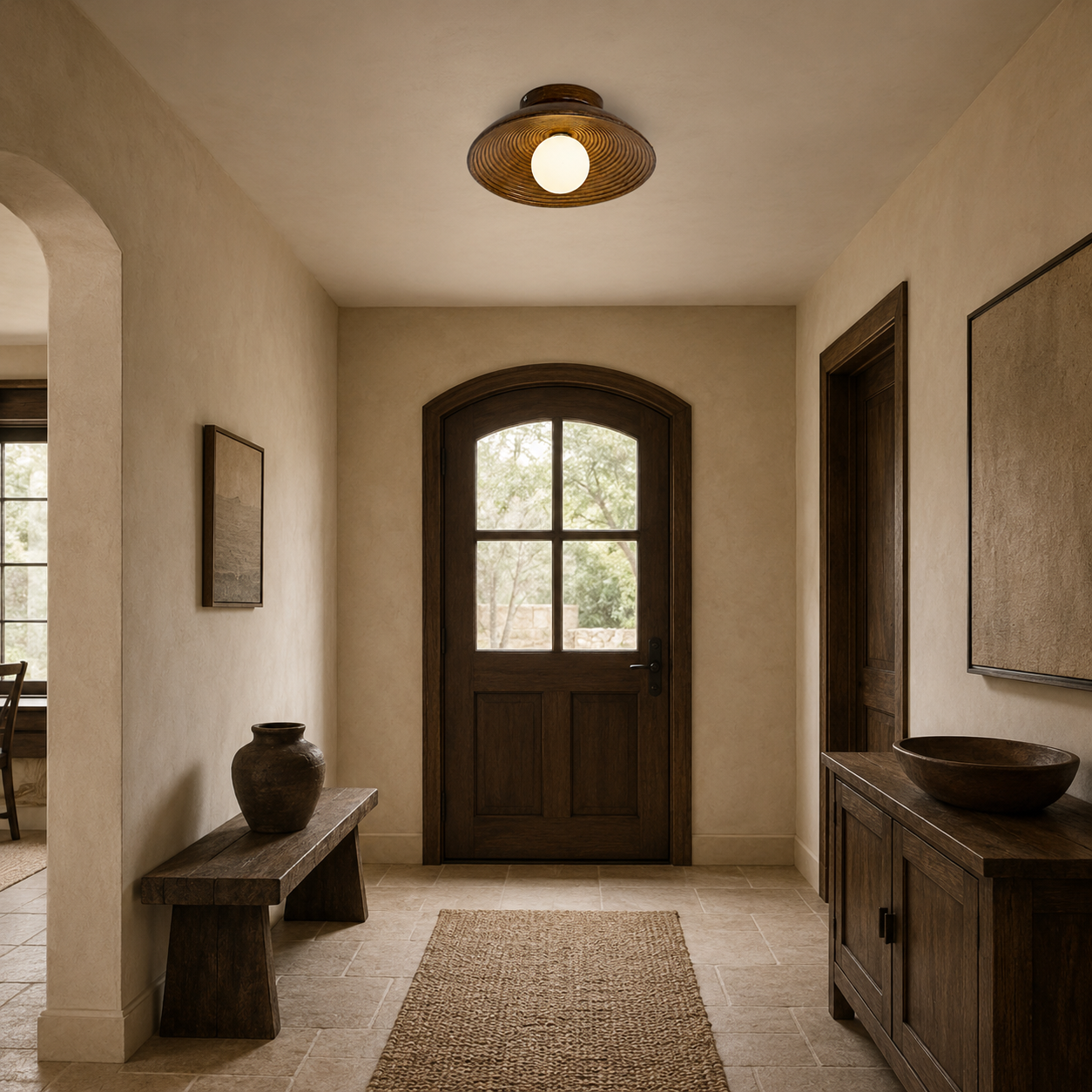 Ribbed Orb Ceiling Light