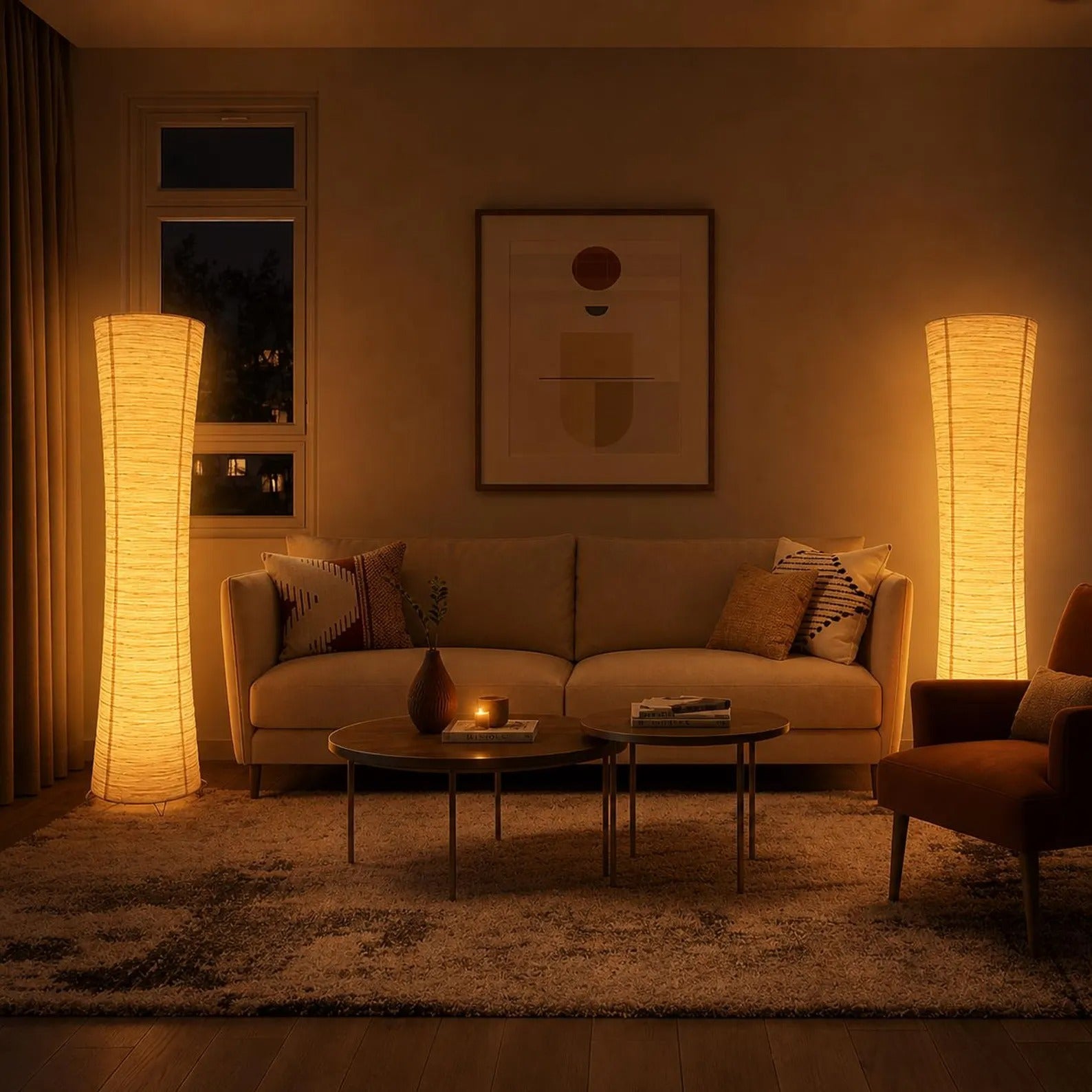 Ribbed Ivory Floor Lamp