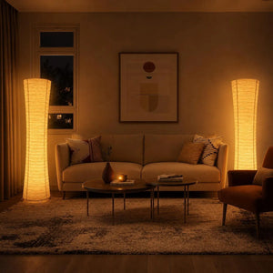 Ribbed Ivory Floor Lamp