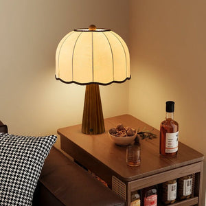 Pleated Walnut Lamp