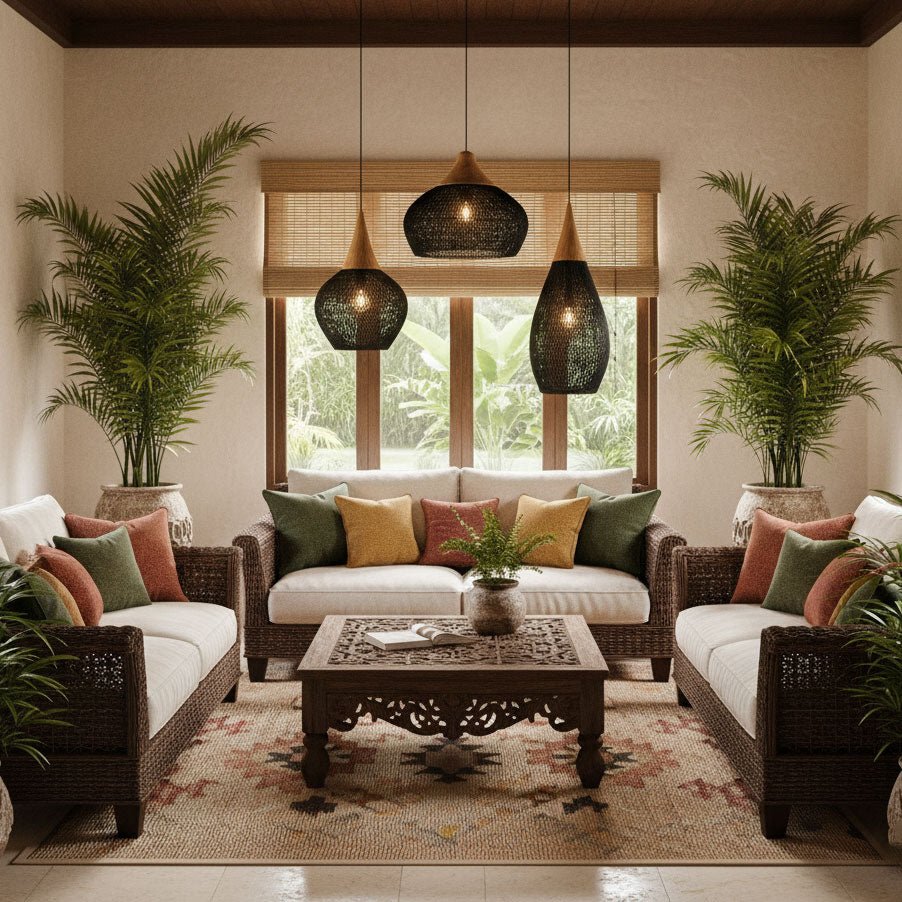 Woven Rattan Pendant