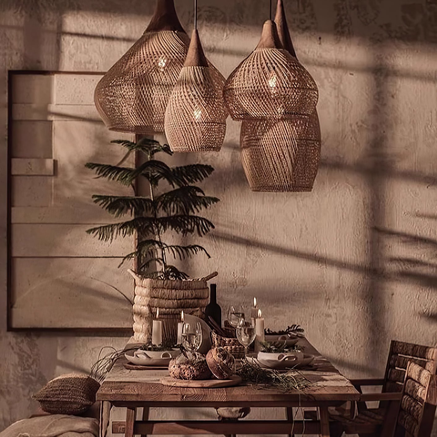 Woven Rattan Pendant