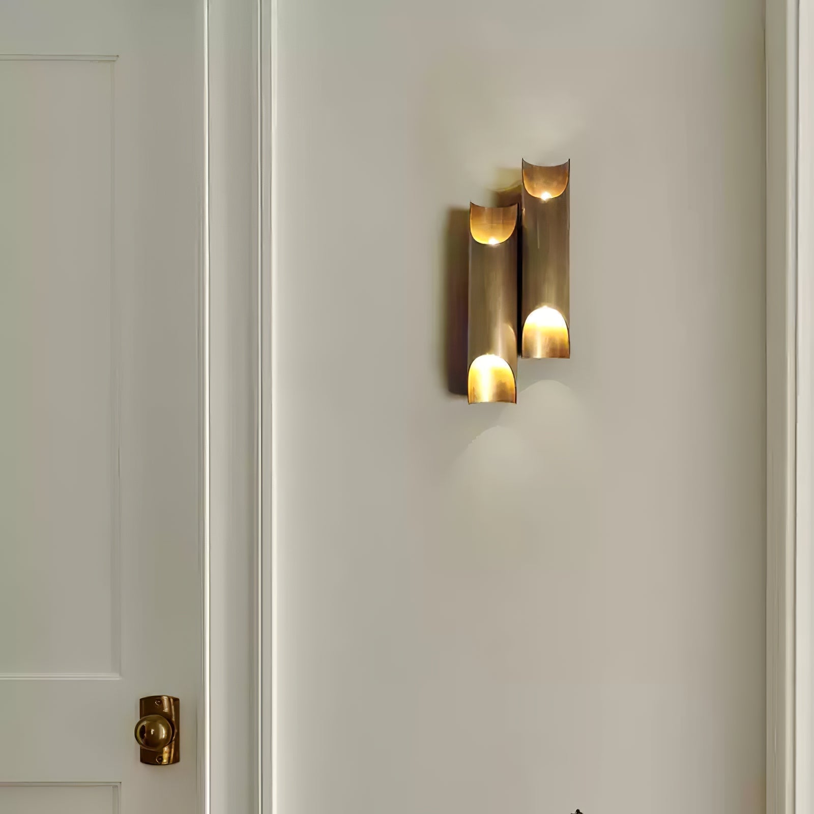 Dual Cylinder Brass Sconce
