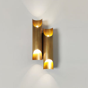 Dual Cylinder Brass Sconce