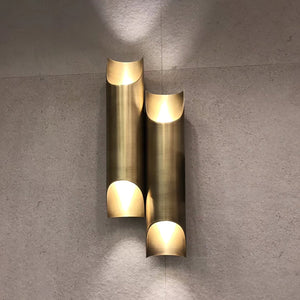 Dual Cylinder Brass Sconce