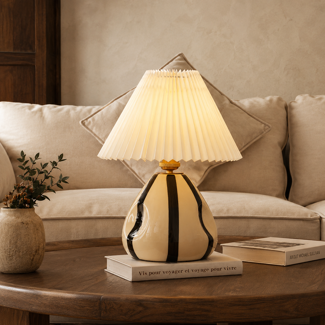 Pleated Ceramic Table Lamp