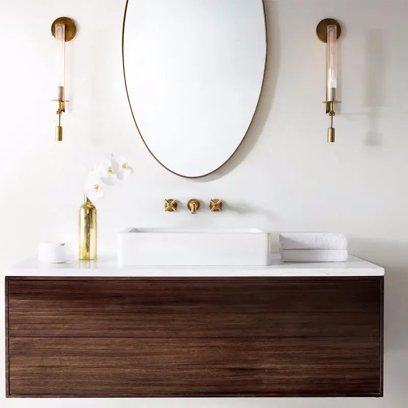 Fluted Glass Brass Sconce