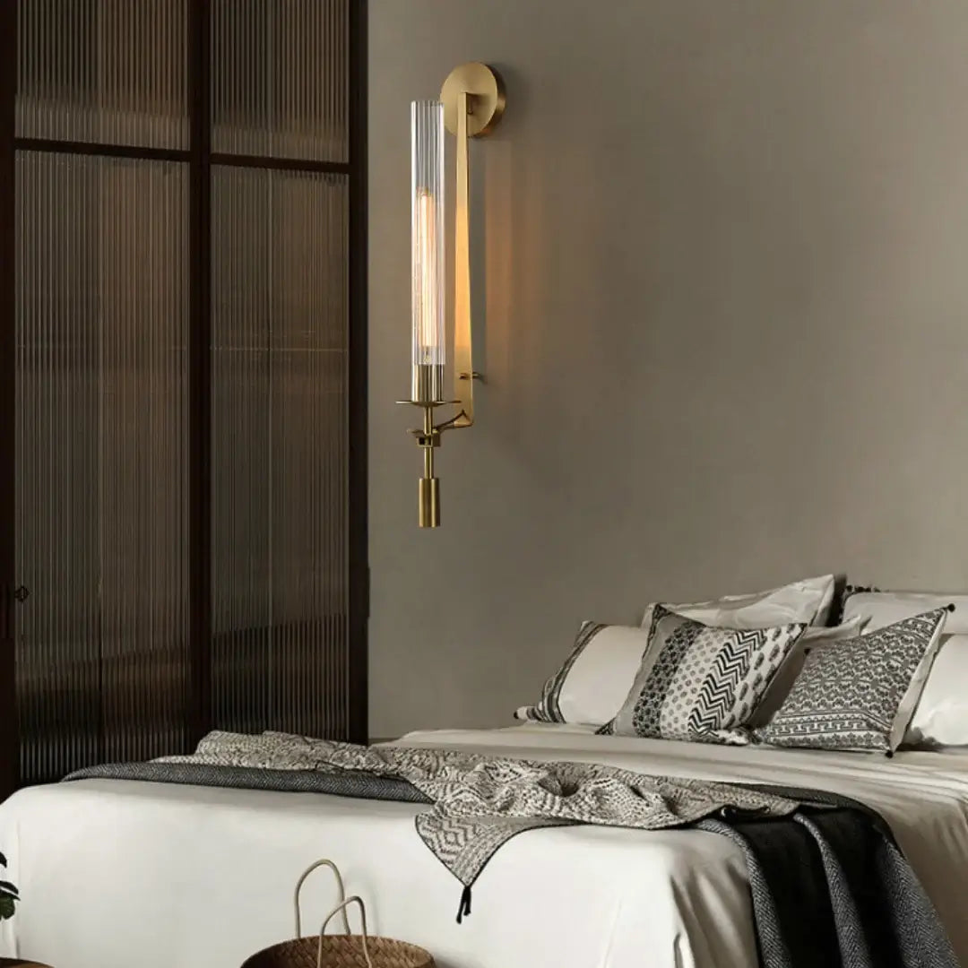 Fluted Glass Brass Sconce