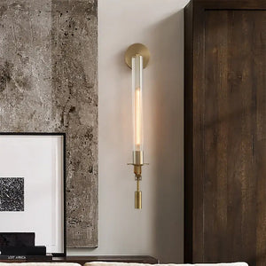 Fluted Glass Brass Sconce