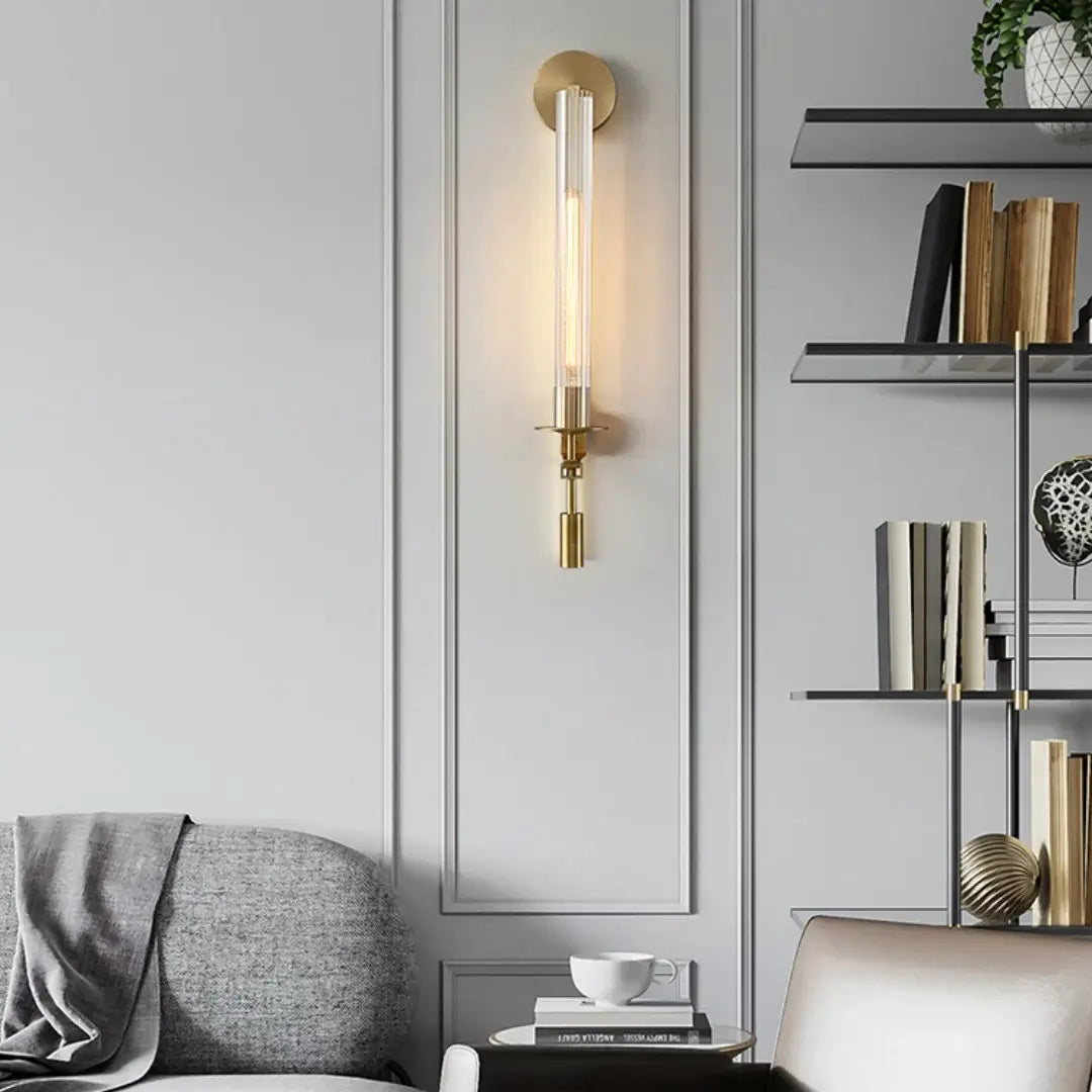 Fluted Glass Brass Sconce