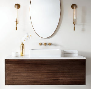 Fluted Glass Brass Sconce
