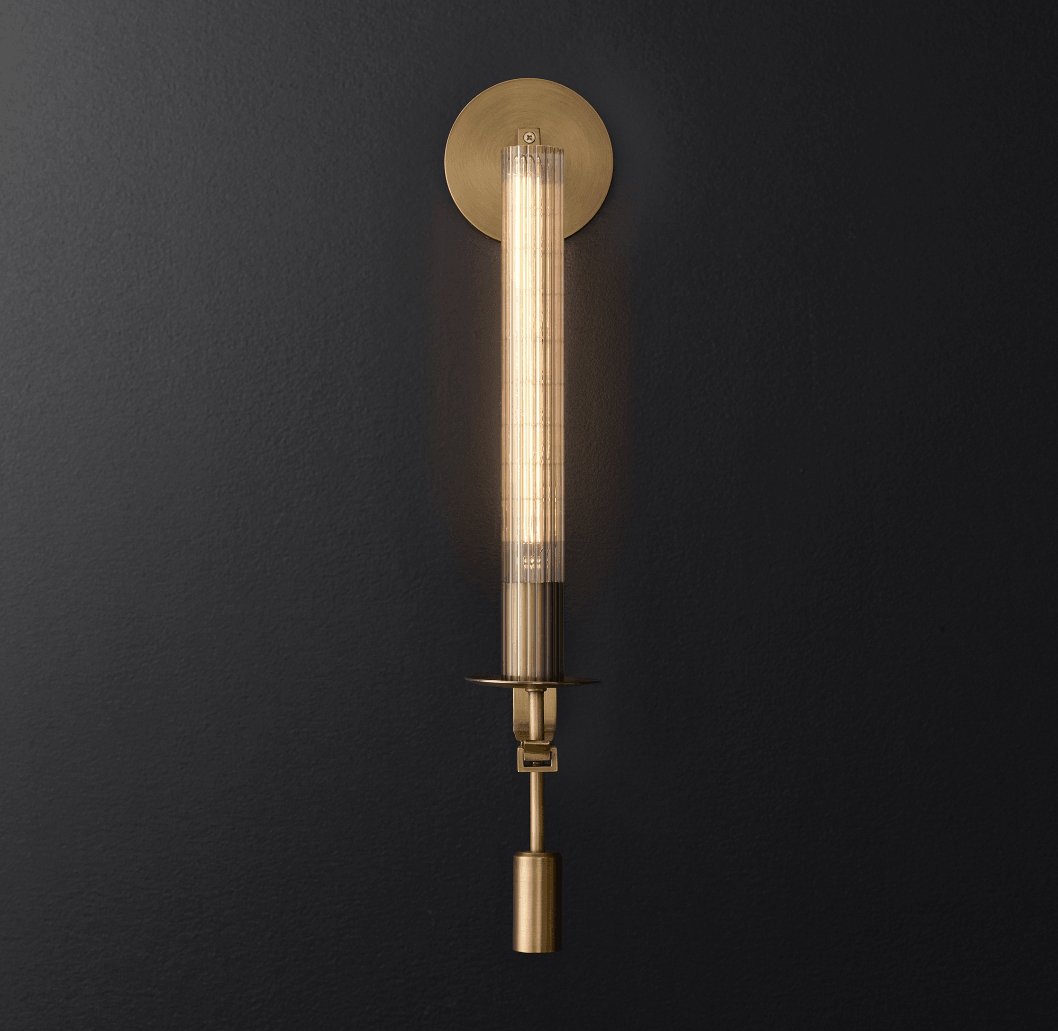 Fluted Glass Brass Sconce