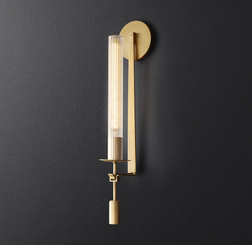 Fluted Glass Brass Sconce