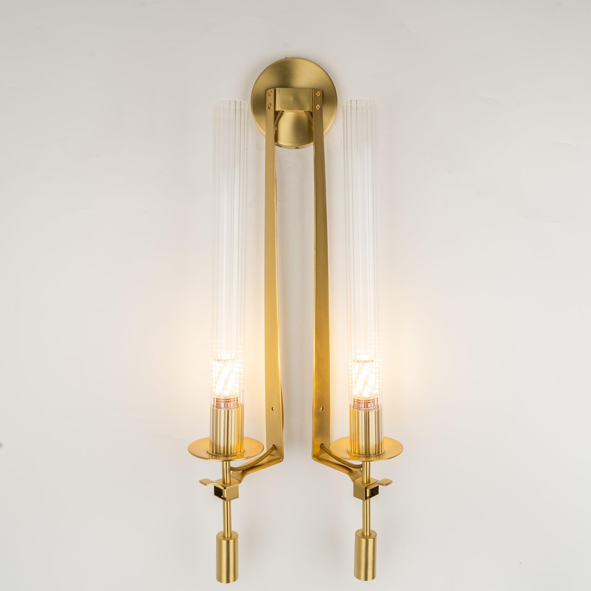 Fluted Glass Brass Sconce