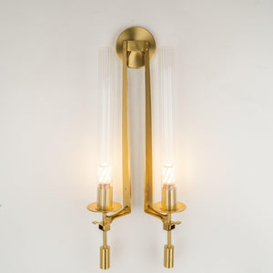 Fluted Glass Brass Sconce