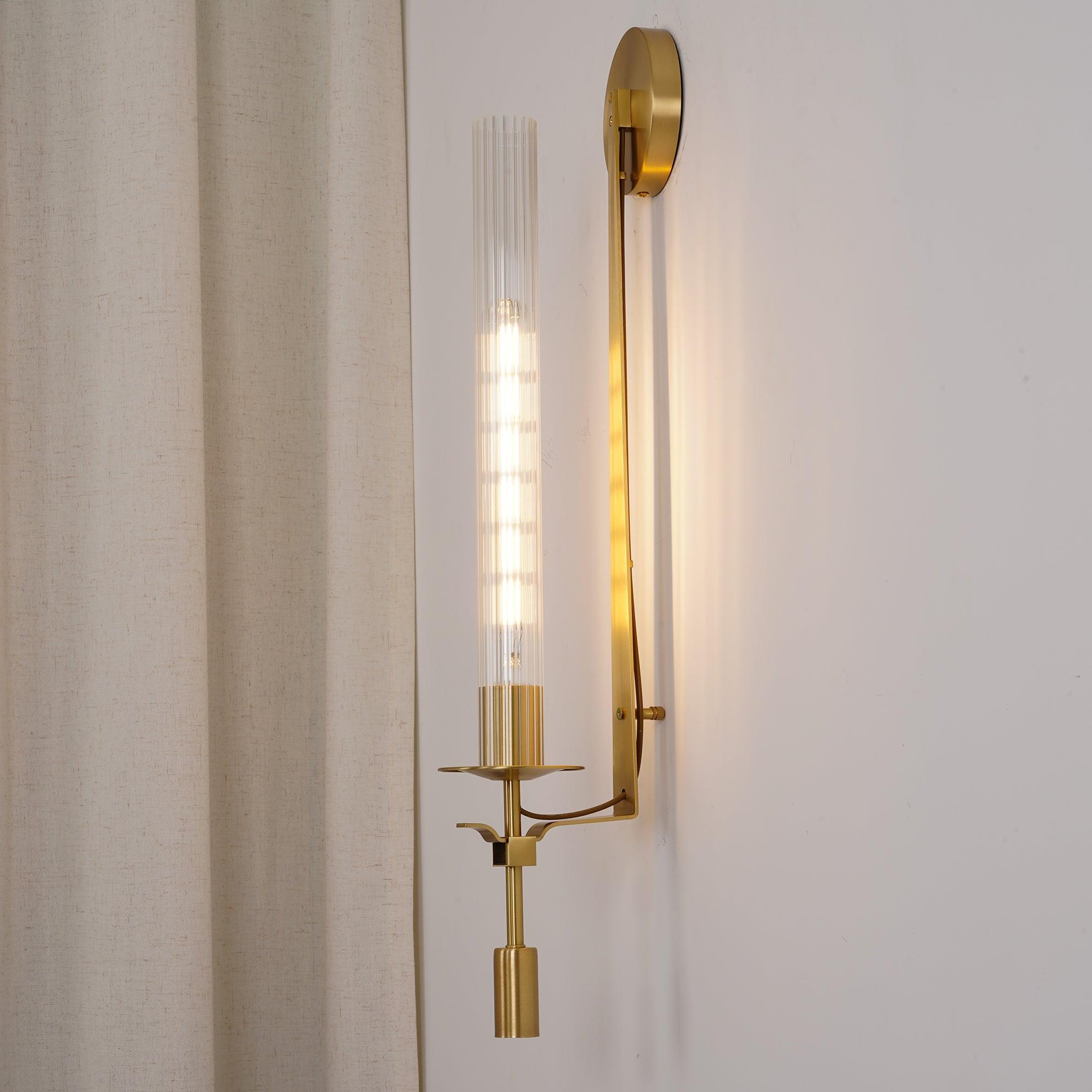 Fluted Glass Brass Sconce