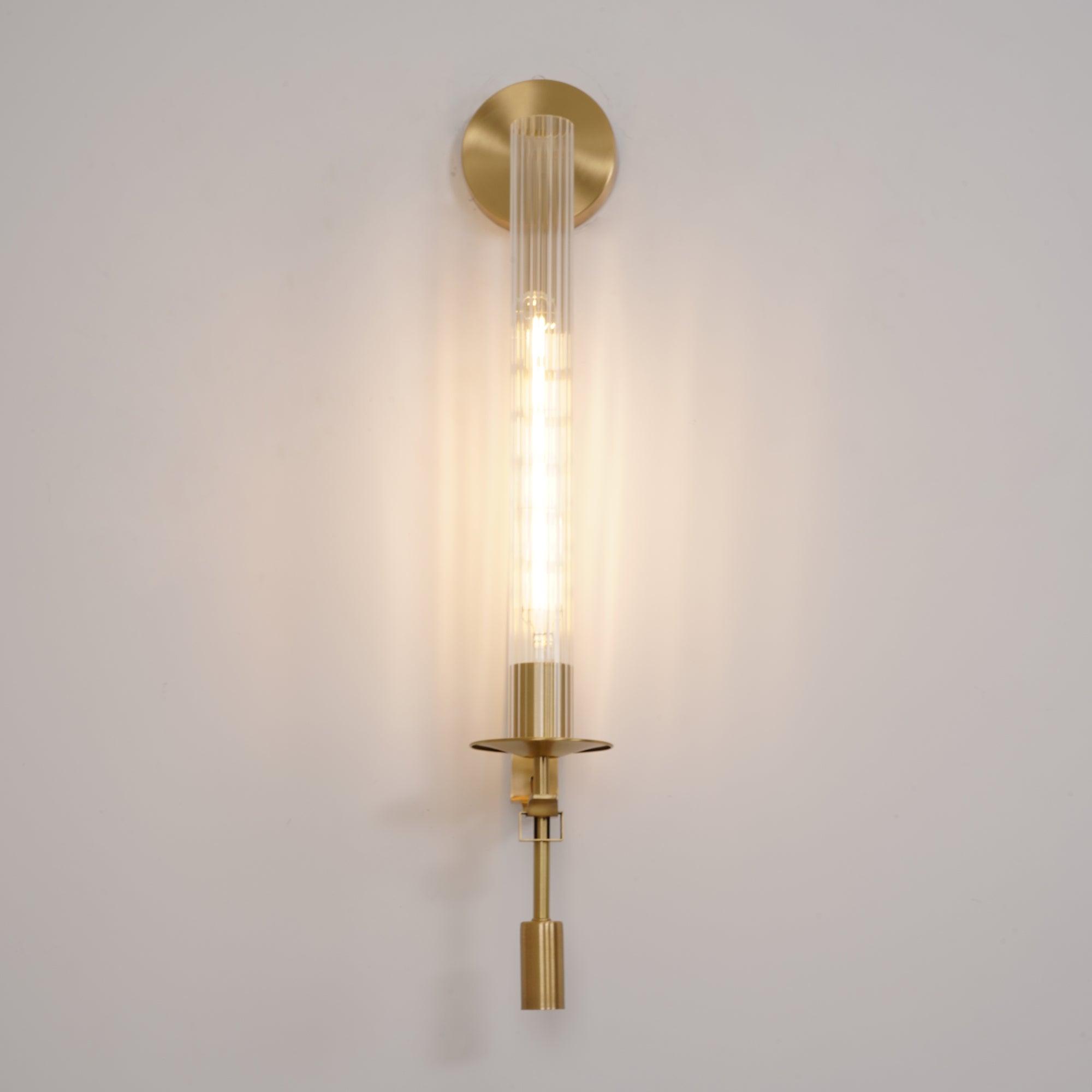 Fluted Glass Brass Sconce