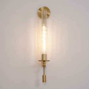 Fluted Glass Brass Sconce