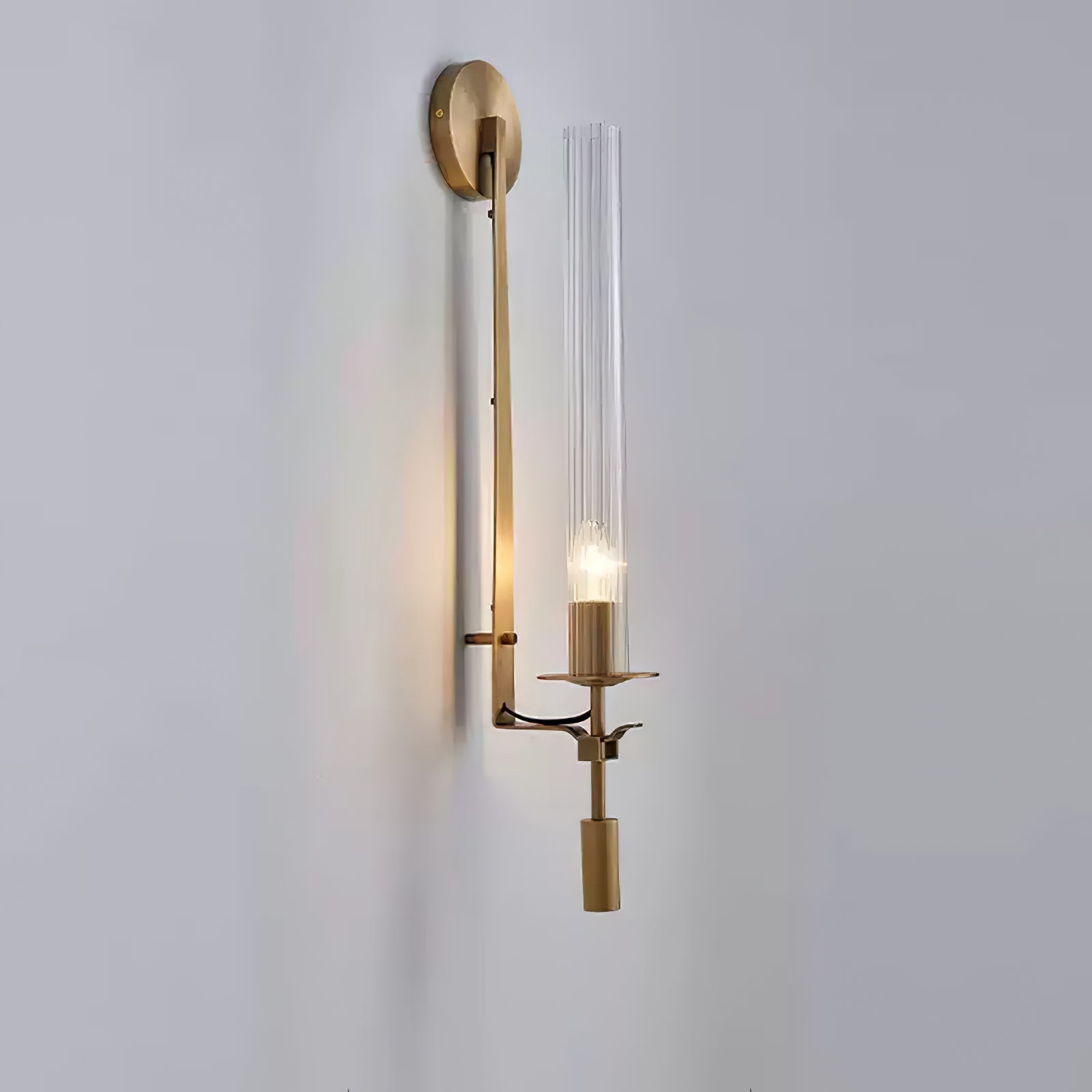 Fluted Glass Brass Sconce